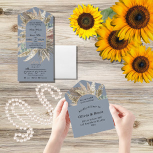 Casamento elegante de boho azul empoeirado
