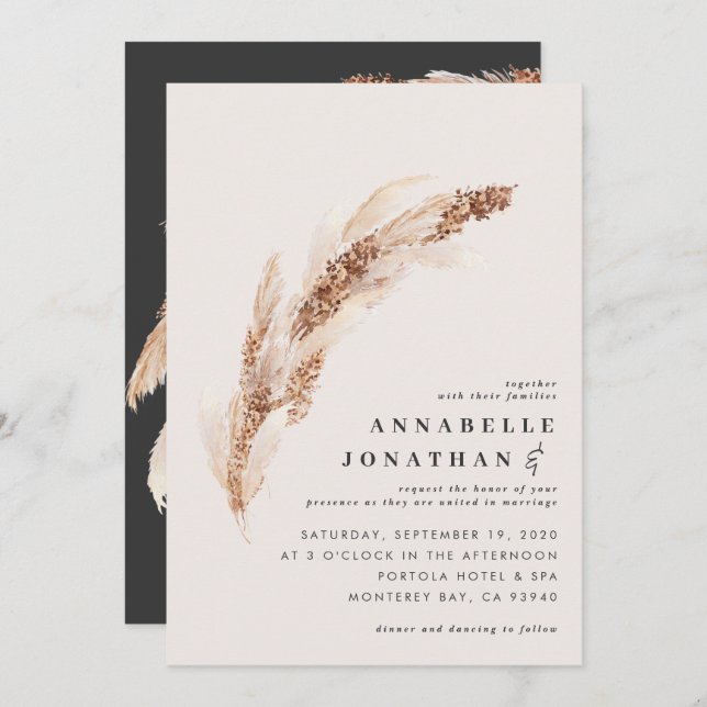 Casamento elegante de capim-de-boho natural (Frente/Verso)