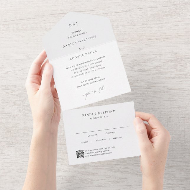 Casamento elegante de código QR preto e branco clá (Aba destacável)