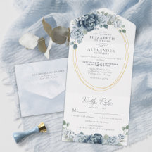 Casamento Elegante de Cor de Água Floral Azul Dust