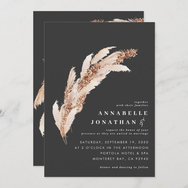 Casamento elegante de erva preta de vassoura natur (Frente/Verso)