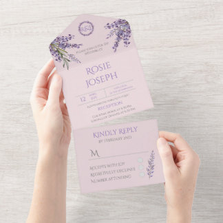 Casamento Elegante De lavanda Todos Em Um Convite
