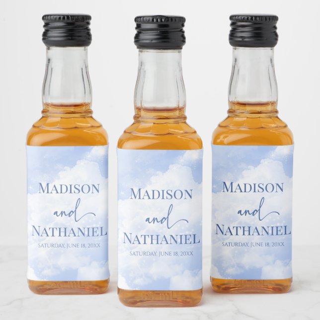 Casamento Elegante de Nuvens Brancas Azuis (Garrafas)