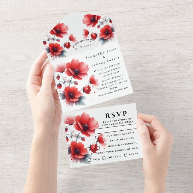 Casamento Elegante de Script de Aquarela de Papas  (Aba destacável)