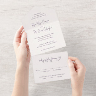 Casamento Elegante de Script Manuscrito Roxo Moder