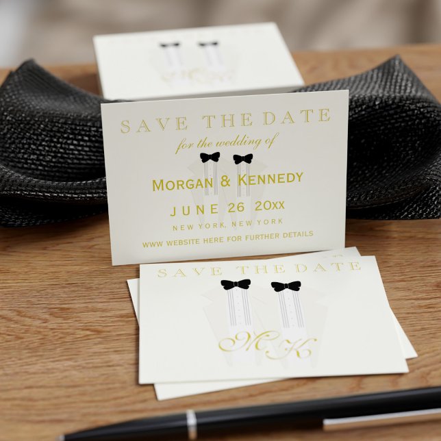 Casamento Elegante De Tuxedo Salva Cartões De Data (Cost effective business card sized Save the Dates with space for your wedding details)