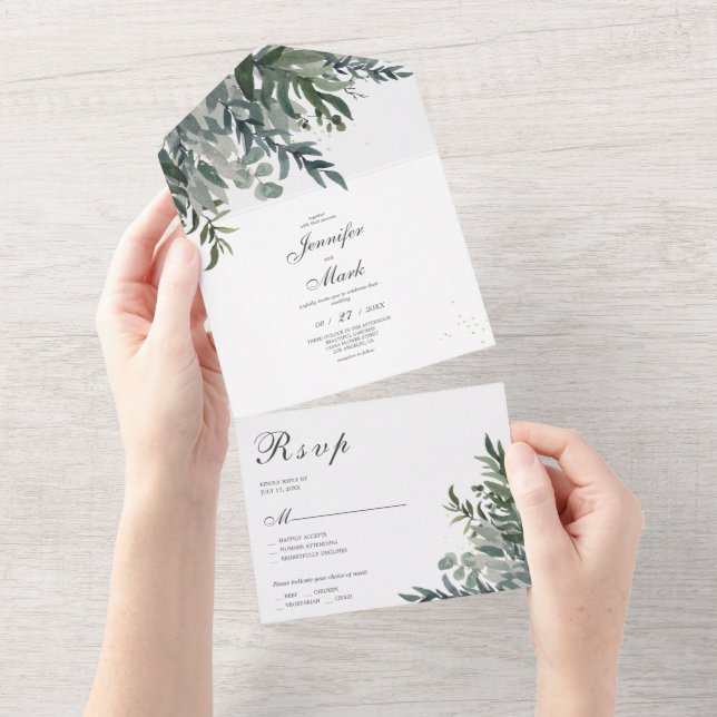 Casamento Elegante de Watercolor Greenery (Aba destacável)