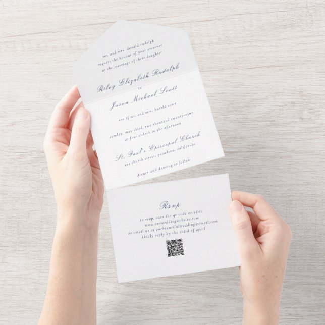 Casamento elegante do código QR azul de Marinho li (Aba destacável)