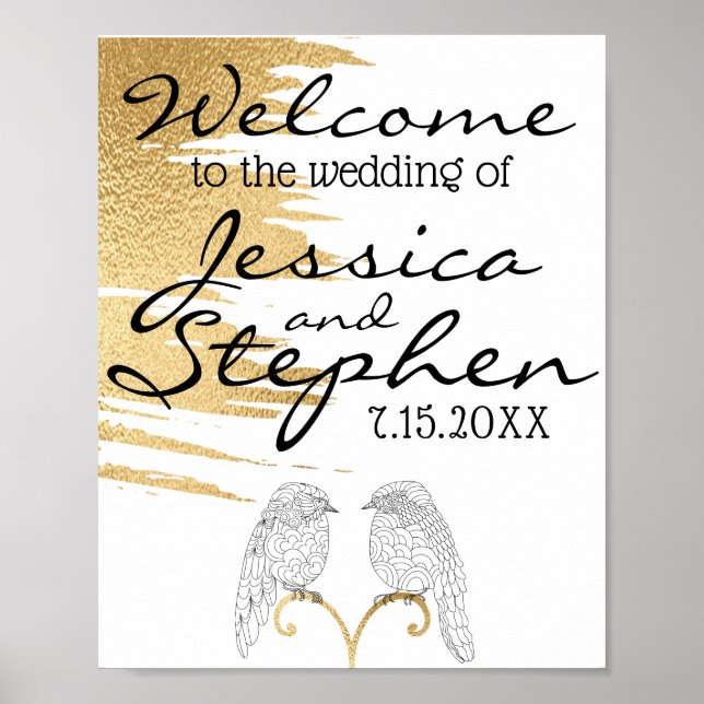Casamento Elegante Dourado e Poster Negro (Frente)