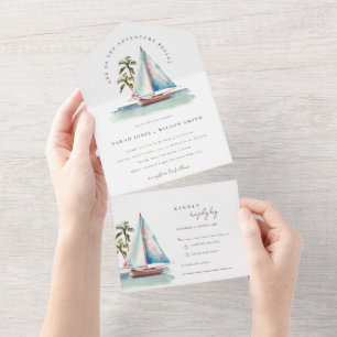 Casamento Elegante Dusky Teal Sailboat Palm Seasca