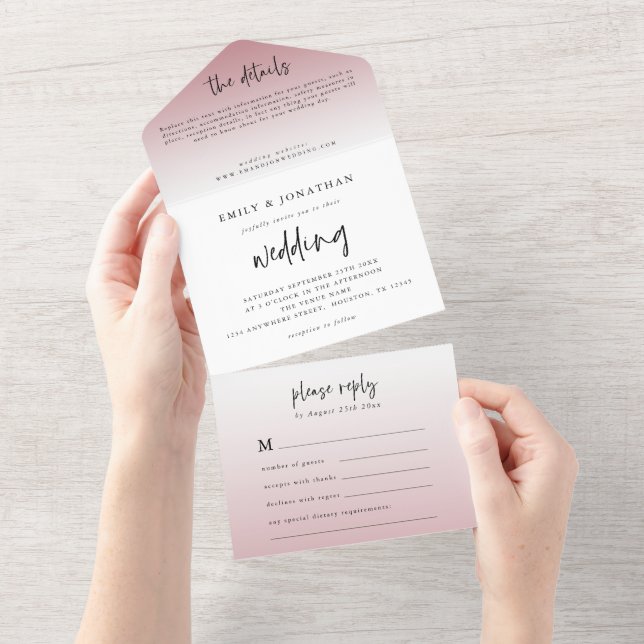 Casamento Elegante Dusty Rosa Script (Tearaway)