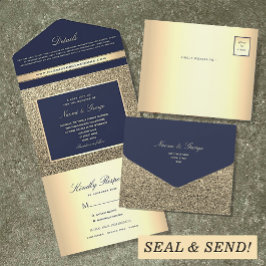 Casamento Elegante em Azul Marinho e Dourado
