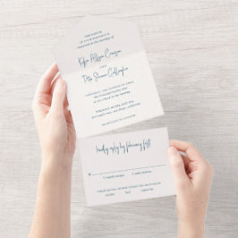 Casamento Elegante Escrito à Mão em Azul Moderno