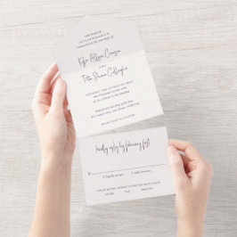 Casamento Elegante Escrito à Mão em Roxo Moderno