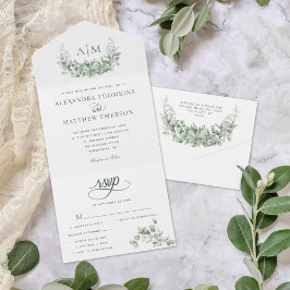 Casamento Elegante Eucalyptus Monograma Greenery