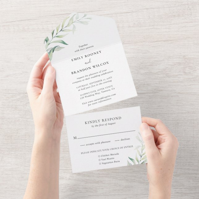 Casamento Elegante Eucalyptus Verde Simple Sage (Aba destacável)