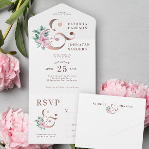 Casamento elegante floral, cor-de-rosa e primavera