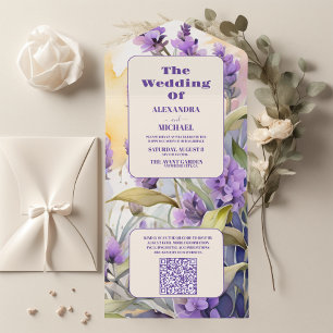 Casamento Elegante Floral Roxo Lavanda Código QR