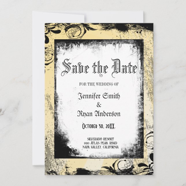 Casamento elegante gótico salvar a data Convite (Frente)