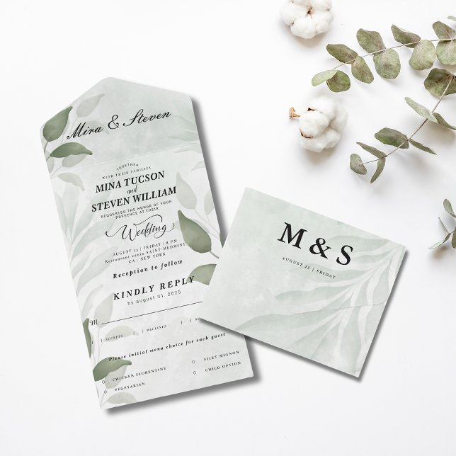 Casamento Elegante Greenery Eucalyptus (Criador carregado)