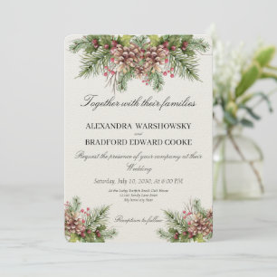 Casamento Elegante Greenery Pinecone Convite