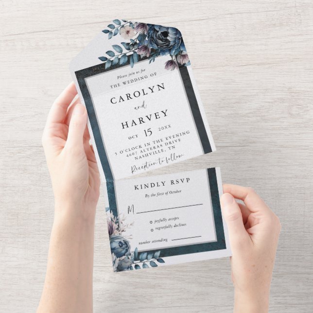 Casamento Elegante Marble Azul (Tearaway)