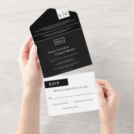 Casamento Elegante Mínimo De Monograma Branco E Pr
