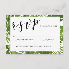 casamento elegante modelo tropical com cartão RSVP