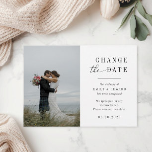 Casamento Elegante Moderno Alterar o Cartão de Dat