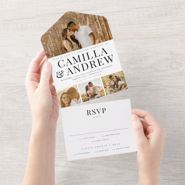 Casamento Elegante Moderno com 4 Fotos (Aba destacável)