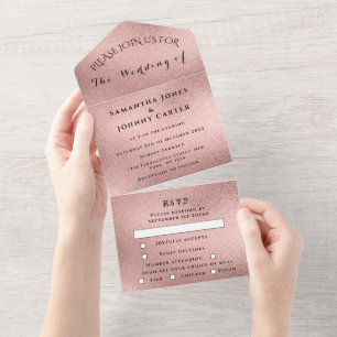 Casamento Elegante Moderno de RSVP de RSVP Dourada