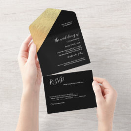 Casamento Elegante Moderno Preto e Dourado com Fol