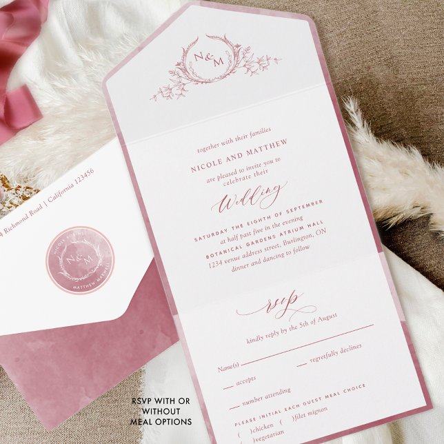 Casamento Elegante Monograma e Borgonha (Criador carregado)