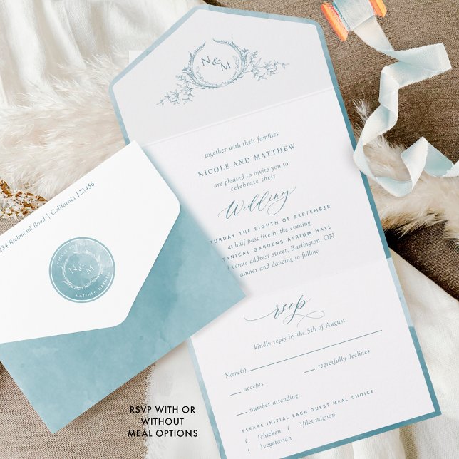 Casamento Elegante Monograma e Vidro Marítimo (Criador carregado)