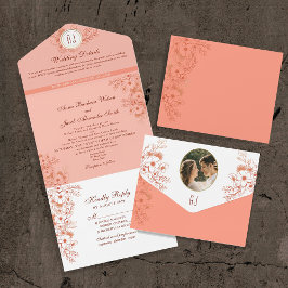 Casamento Elegante Monograma Pêssego