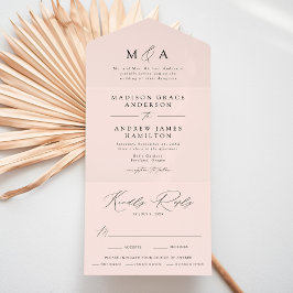 Casamento Elegante Monograma Rosa Moderno