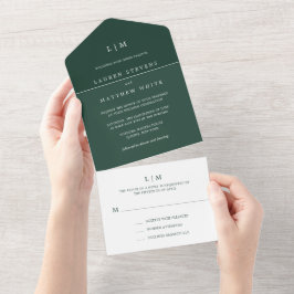 Casamento Elegante Monograma Verde de Floresta Sim