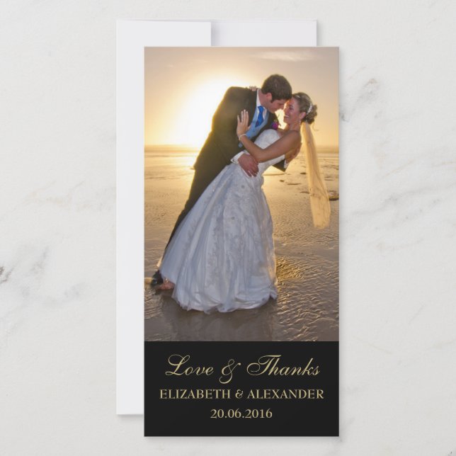 Casamento Elegante Obrigado Cartão com fotos (Frente)