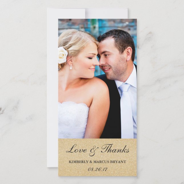 Casamento Elegante Obrigado Cartão com fotos / Cha (Frente)