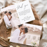 Casamento Elegante Obrigado Convite Fotográfico<br><div class="desc">Casamento Minimalista Obrigado Cartões que têm uma foto na frente e atrás. Os cartões de agradecimento contêm uma tipografia cursiva moderna,  escrita com letra de mão,  que é elegante,  simples e moderna para usar após a celebração do dia do casamento.</div>