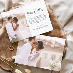 Casamento Elegante Obrigado Convite Fotográfico<br><div class="desc">Casamento Minimalista Obrigado Cartões que têm uma foto na frente e atrás. Os cartões de agradecimento contêm uma tipografia cursiva moderna,  escrita com letra de mão,  que é elegante,  simples e moderna para usar após a celebração do dia do casamento.</div>