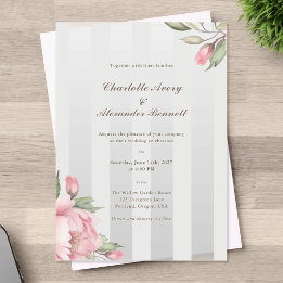 Casamento Elegante – Peônia Rosa e Listras Cinza S