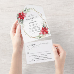 Casamento Elegante Poinsettia Winter Greenery