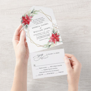 Casamento Elegante Poinsettia Winter Greenery