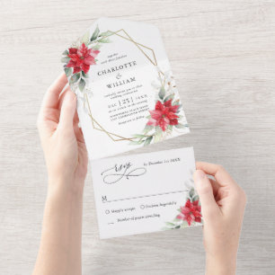 Casamento Elegante Poinsettia Winter Greenery