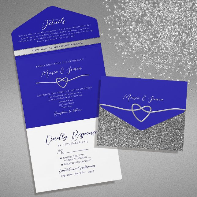 Casamento Elegante Prata e Azul Real (Criador carregado)