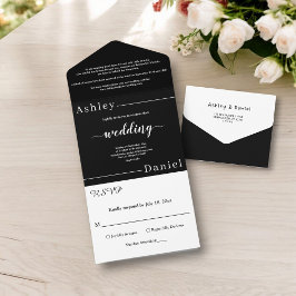 Casamento Elegante Preto e Branco Moderno e Simple