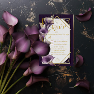 Casamento Elegante Roxo e Dourado Calla Lily RSVP