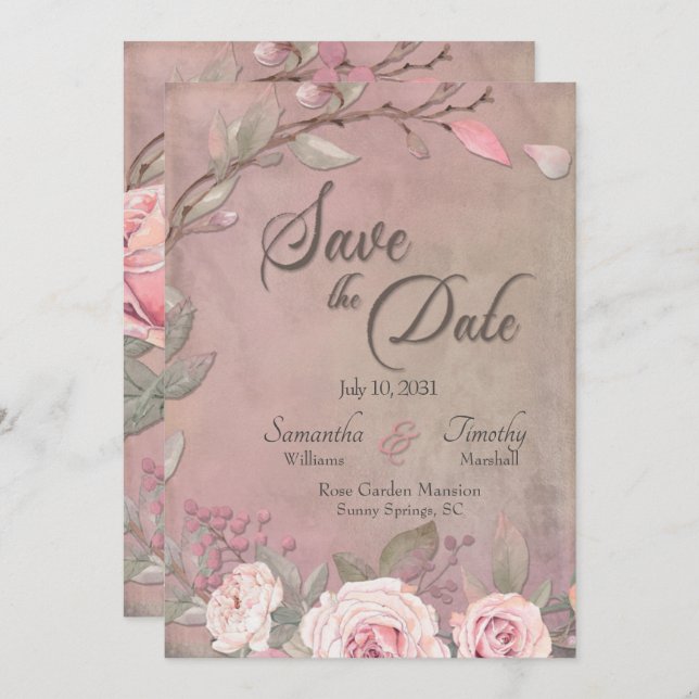 Casamento Elegante Salvar A Data Convite (Frente/Verso)