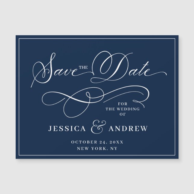 Casamento elegante Salve a data Simples Cartão Mag (Frente)